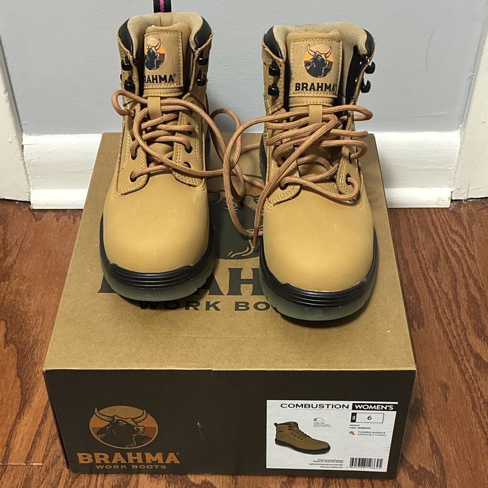 Brahma Combustion Women’s Steel Toe Work Boots Wheat Size 6 M ASTM F2413-18 New